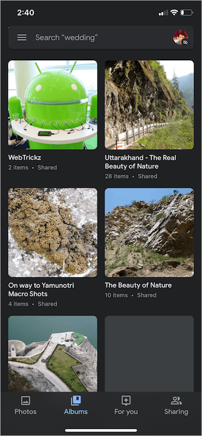 get dark mode in google photos on iphone