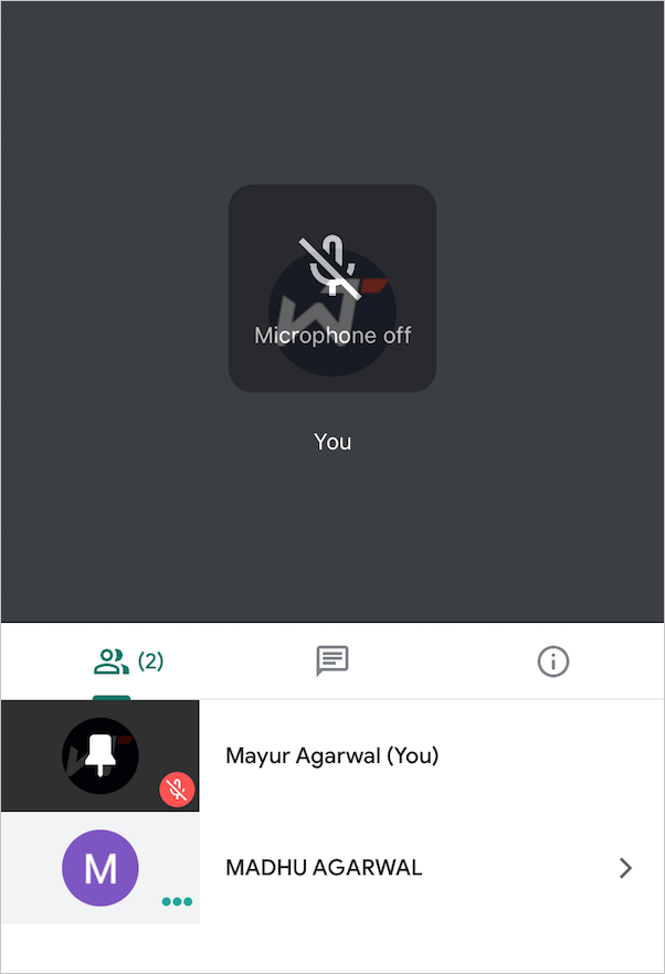 microphone off notification in google meet app
