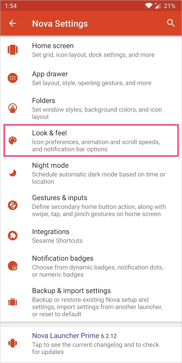nova launcher settings