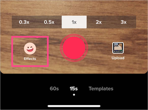 tiktok effects button