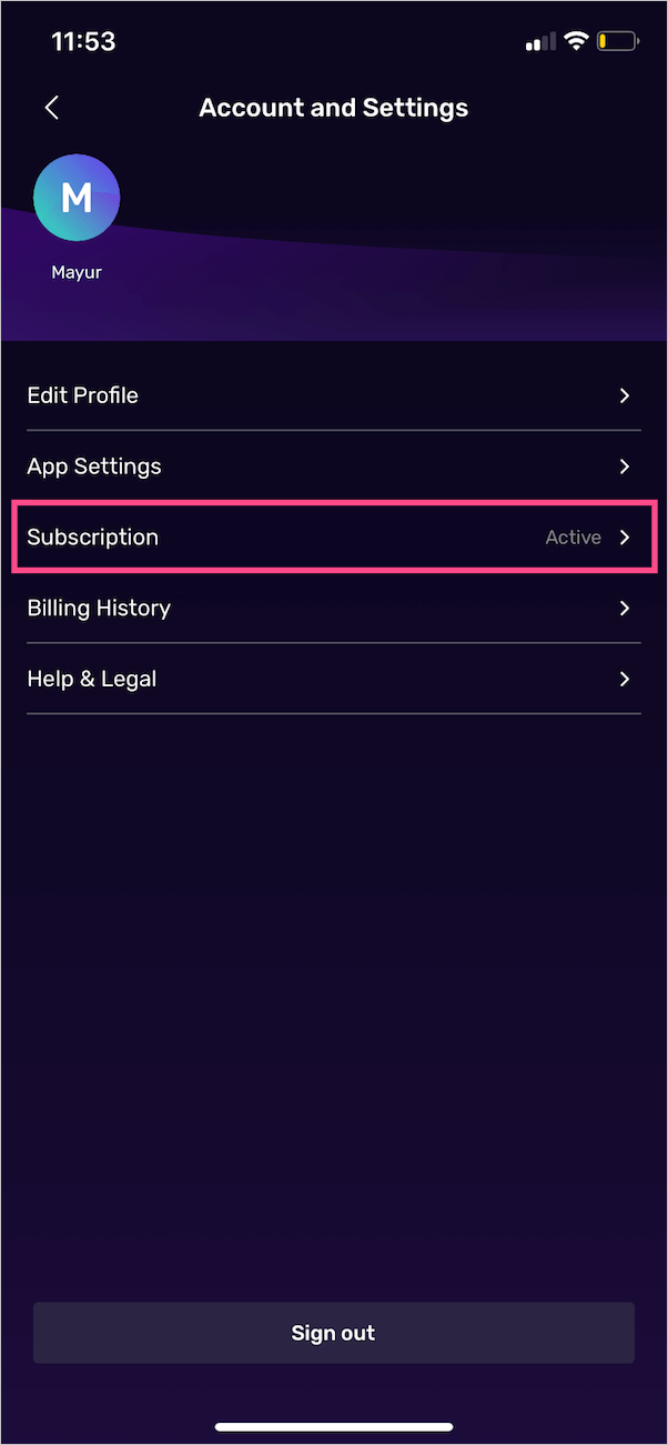 voot subscription setting