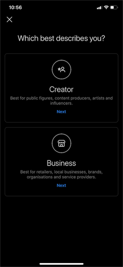 create business account on instagram