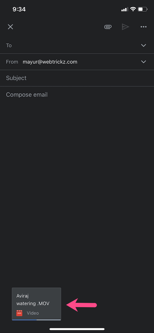 video attachment in gmail on iphone