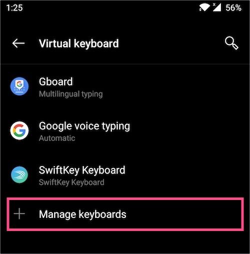 Manage keyboards on android
