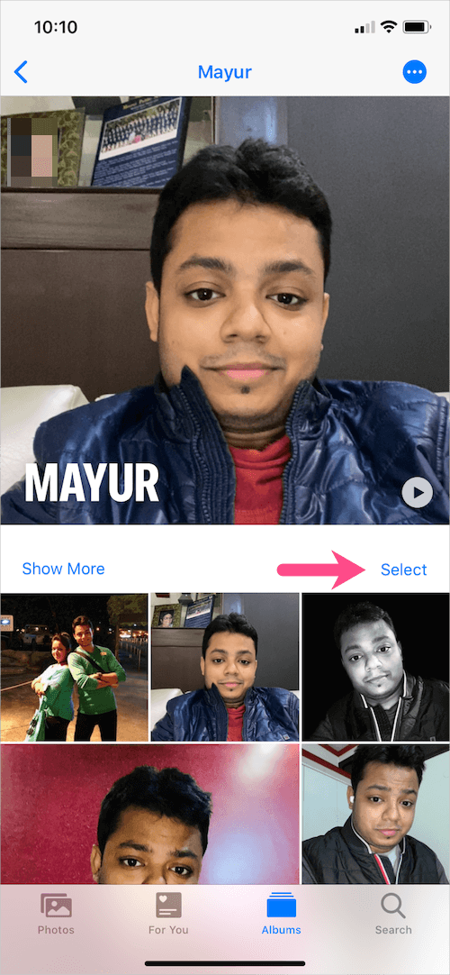 a person's album on ios