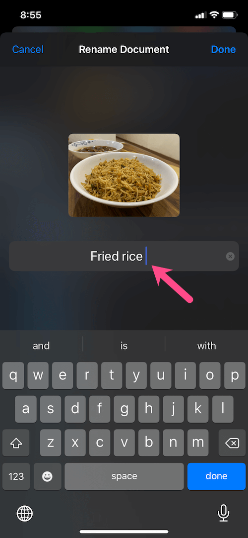 rename documet in files app on ios