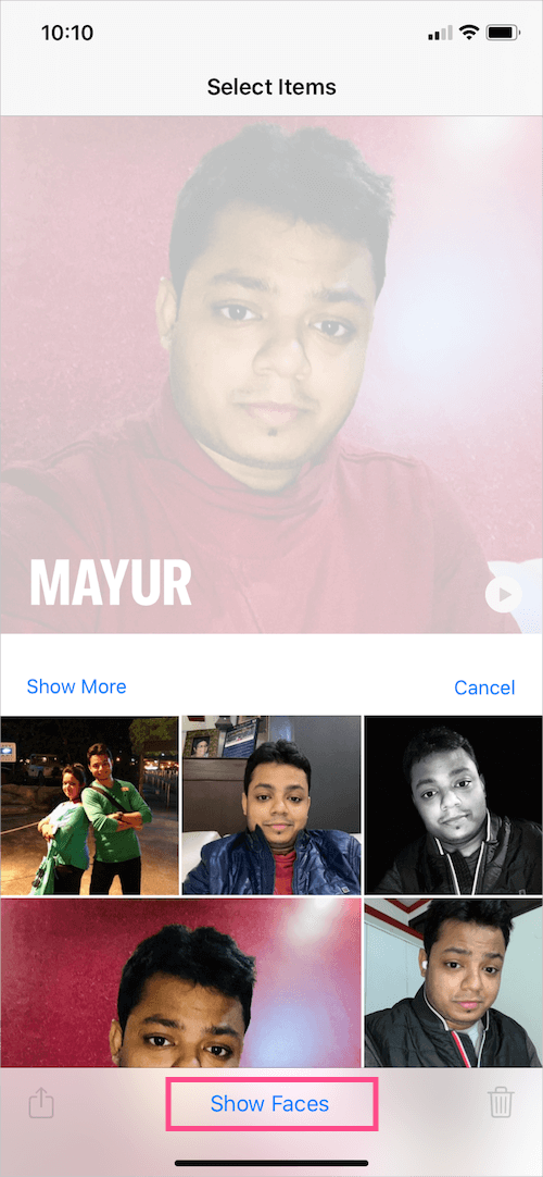 show faces in iphone album