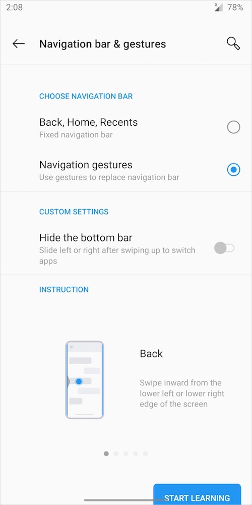 new gestures on oneplus 5T running android 10