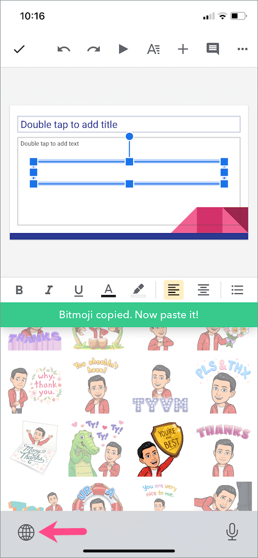bitmoji copied to clipboard on iphone