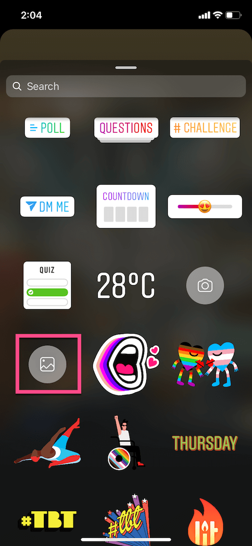 gallery sticker on instagram for iphone
