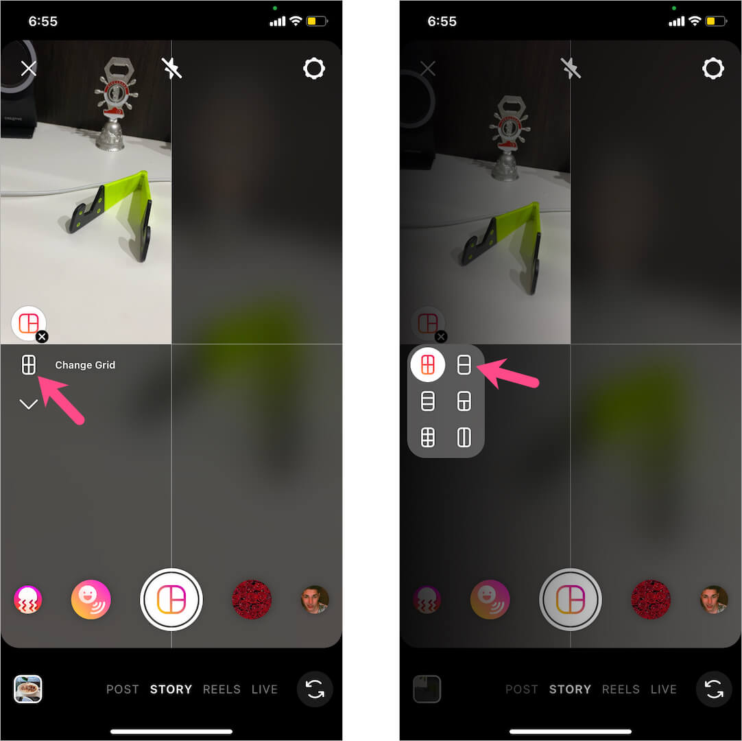 select the collage layout for insta story