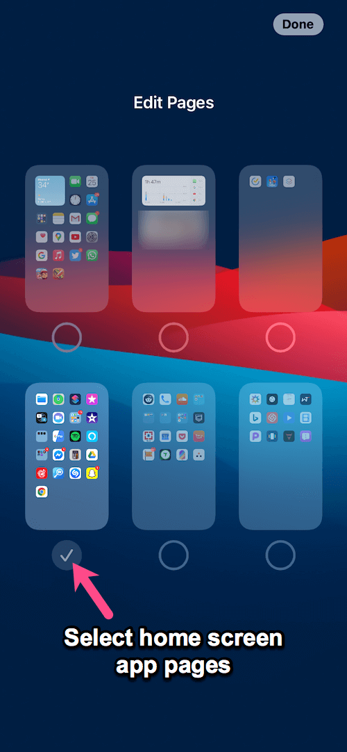 hide home screen app pages ios 14