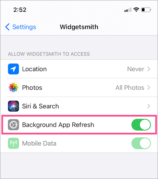 turn on background app refresh