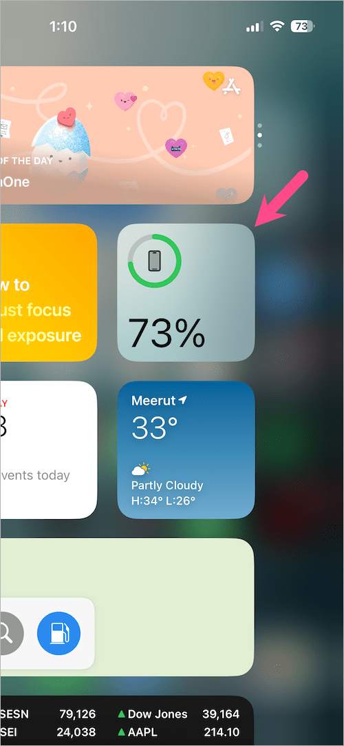 see the battery widget on iphone