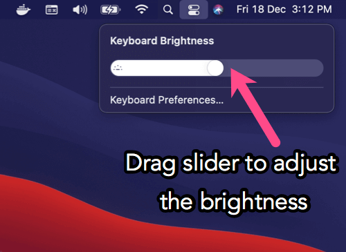 how to manually adjust keyboard brightness on m1 macbook air 2020