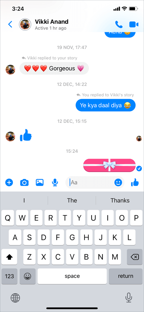 how to send a gift message on messenger