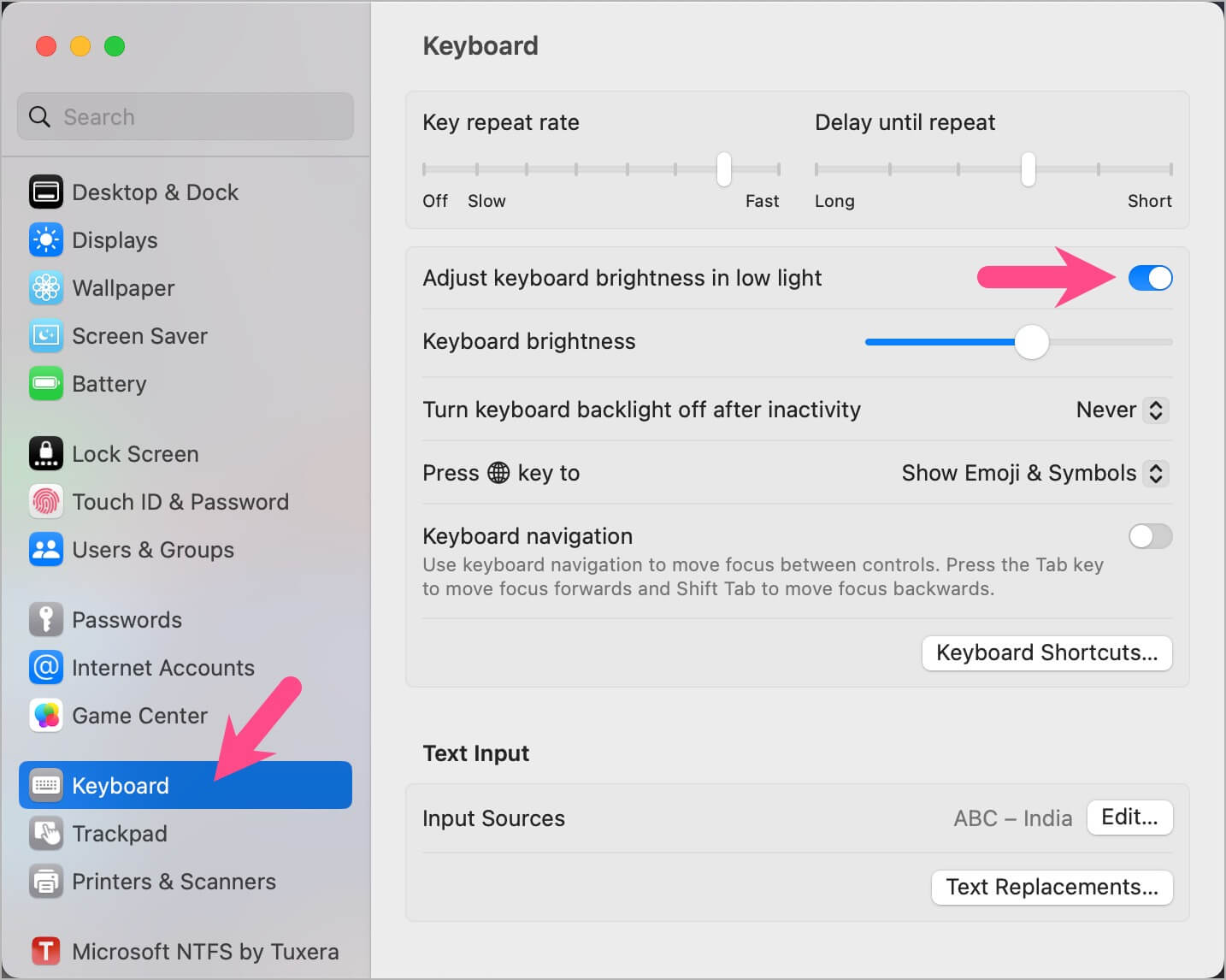 how to turn off automatic brightness for macbook keyboard in mac ventura
