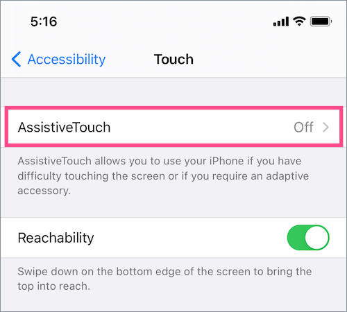 assistive touch on iPhone