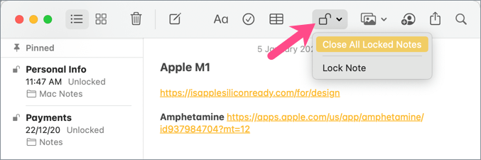 lock all notes at once on macOS
