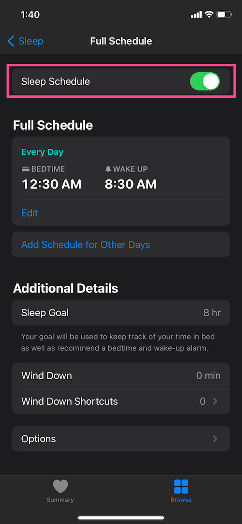 How to turn off sleep schedule on iPhone