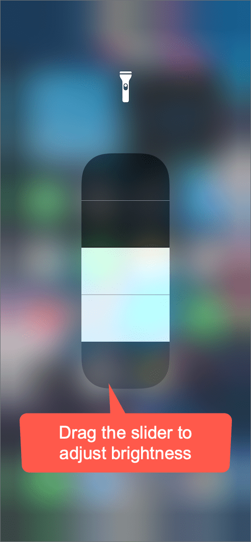 change the brightness of flashlight on iPhone