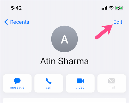 edit a contact on iPhone