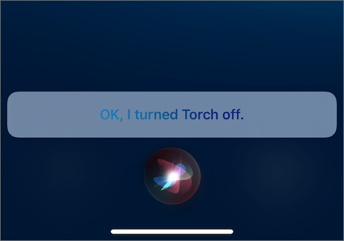 toggle flashlight on using Siri
