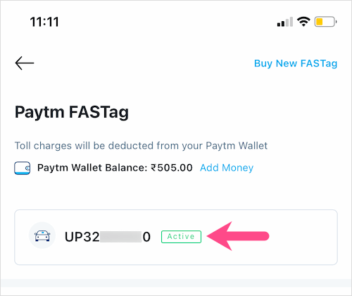 how to check activation status of Paytm Fastag
