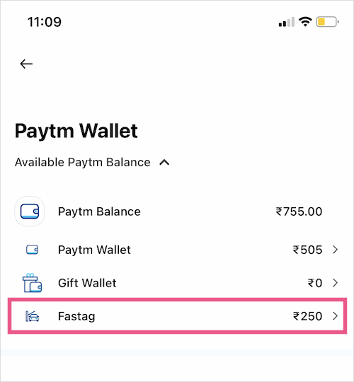 check Paytm Fastag balance