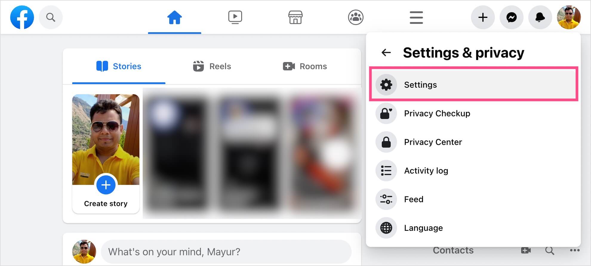 facebook settings on desktop