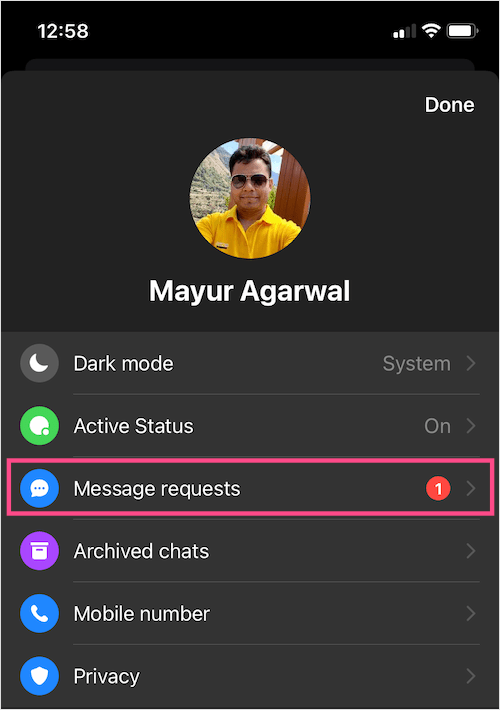 message requests in messenger app on iPhone
