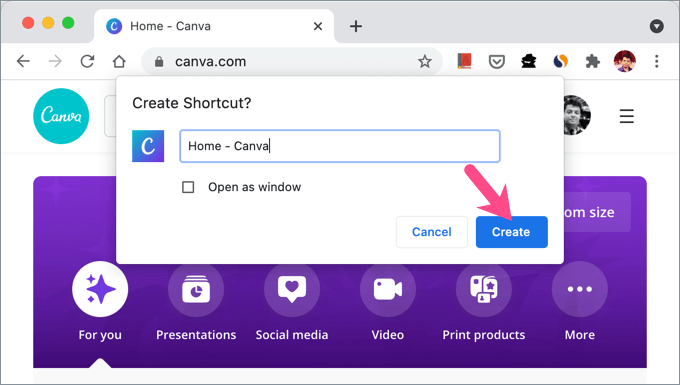 how to pin website to taskbar on Mac in Chrome