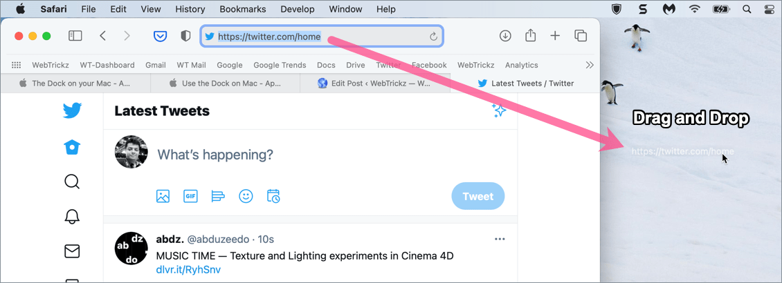 pin a website to taskbar in safari on Mac