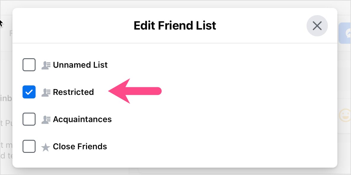 add a person to Facebook restricted list