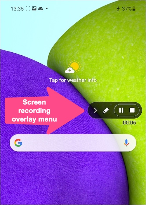 screen recording menu on galaxy a52