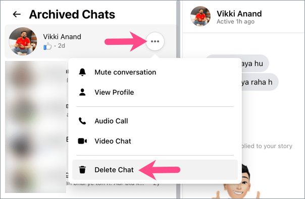 delete archived chat in messenger on computer