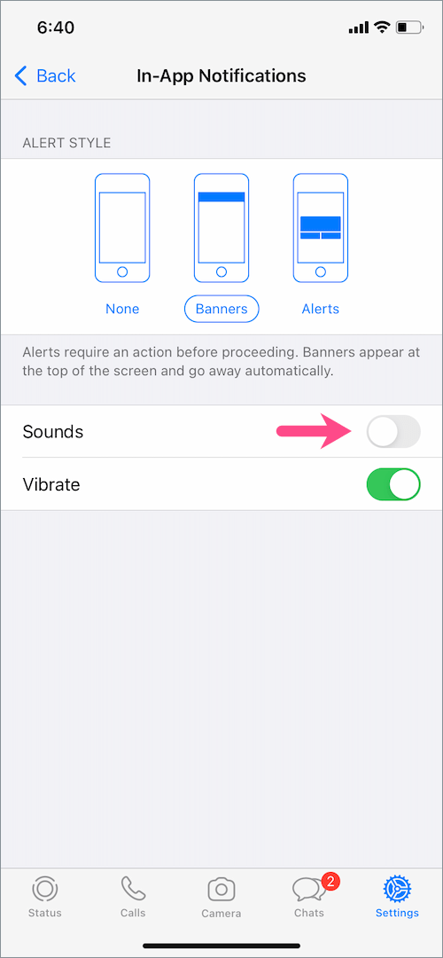 how to turn off sent message sound on whatsapp 