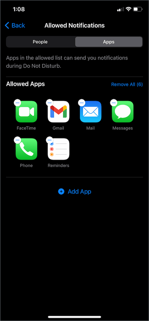 how to allow certain apps during do not disturb on iPhone