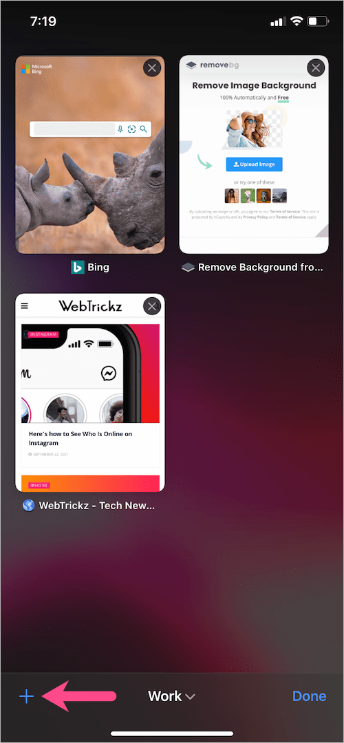 open new tab button in safari on iOS 15