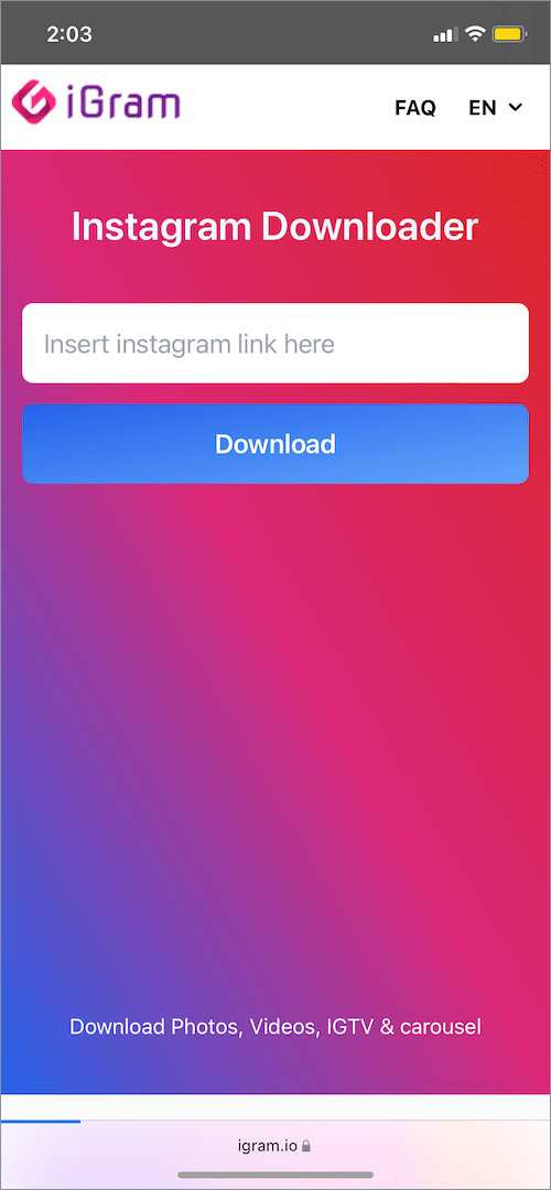 downloading reel on iPhone