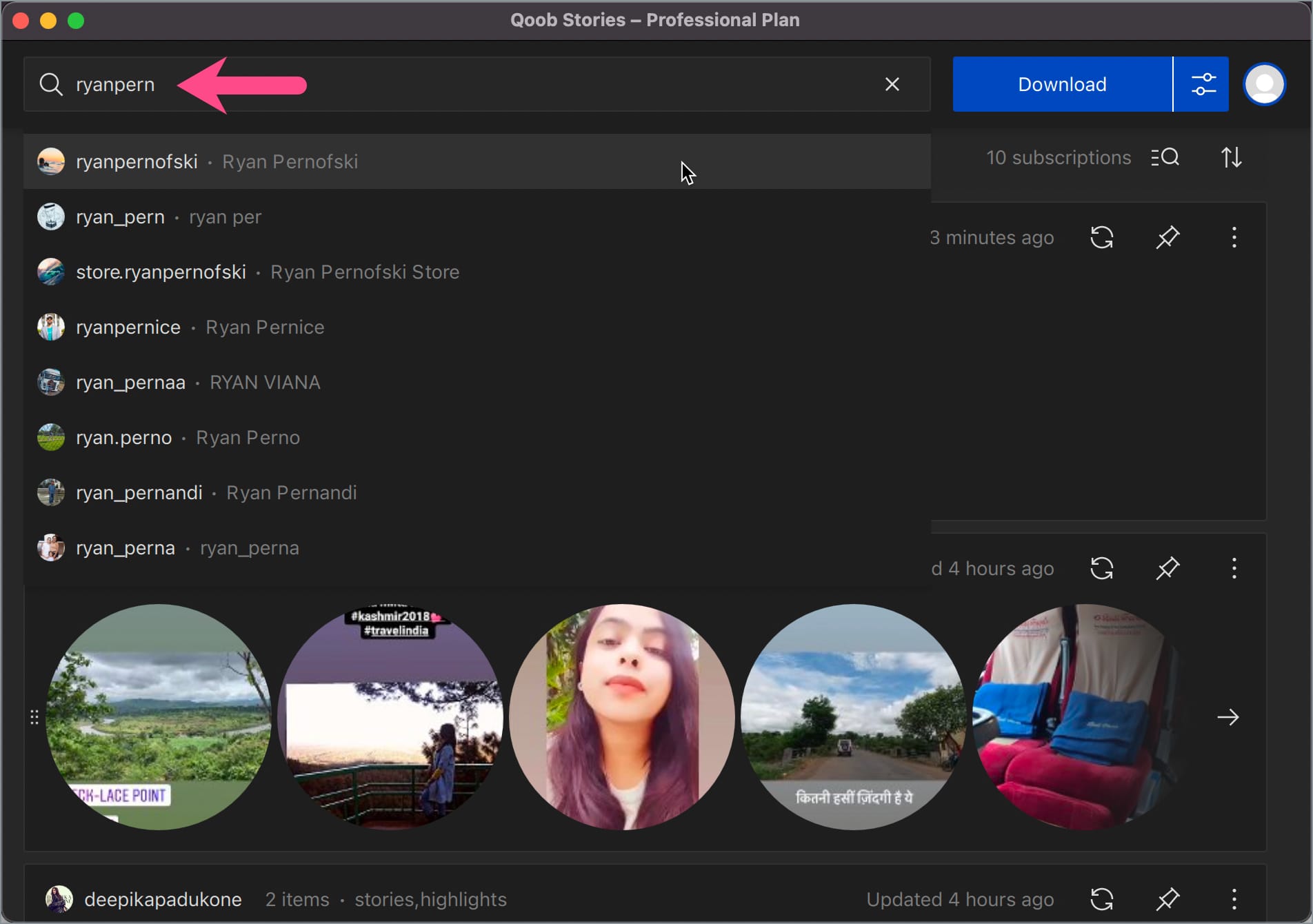 search instagram user profile