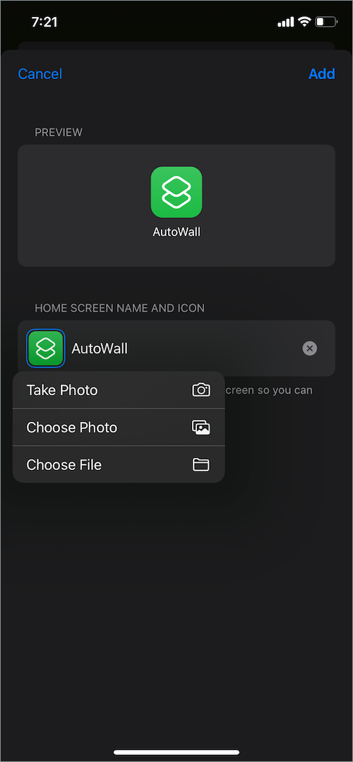 change shortcut name and icon in iOS