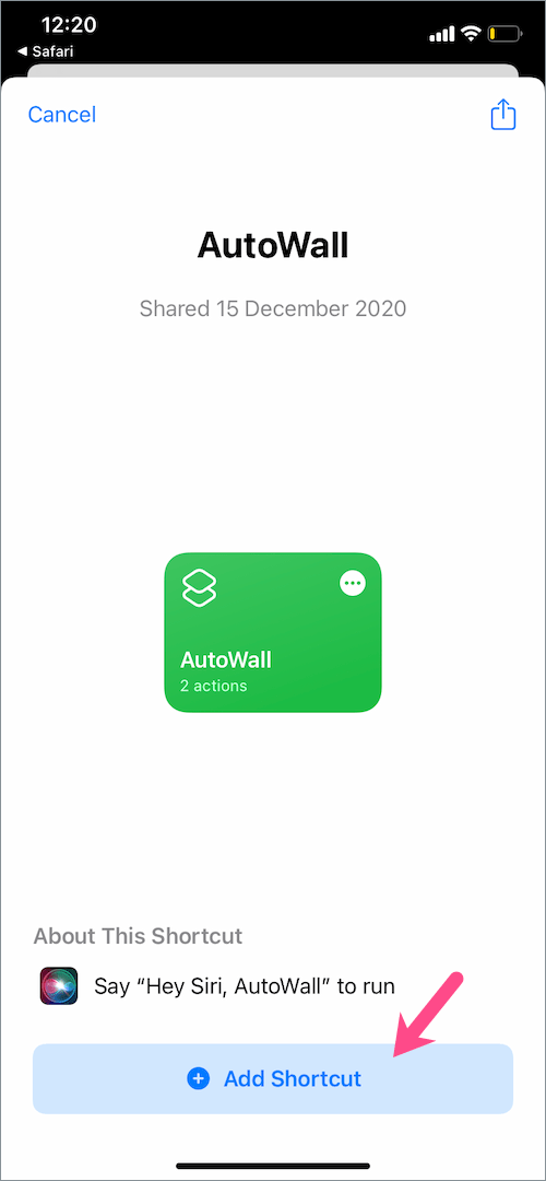 autowall shortcut for iphone