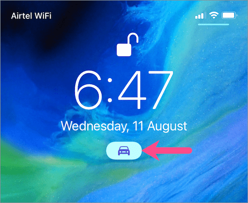 Driving Mode toggle on iphone's Lock Screen