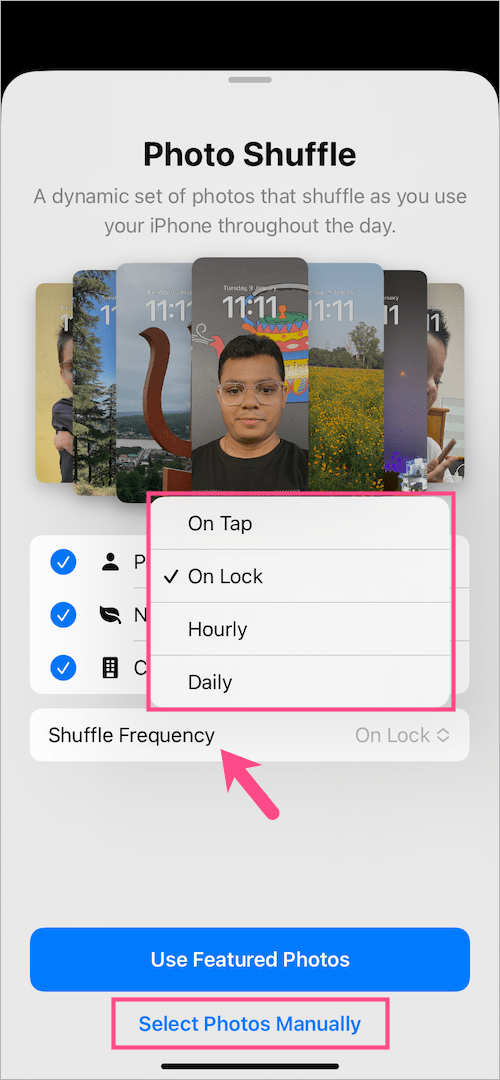 set wallpaper shuffle frequency on iphone