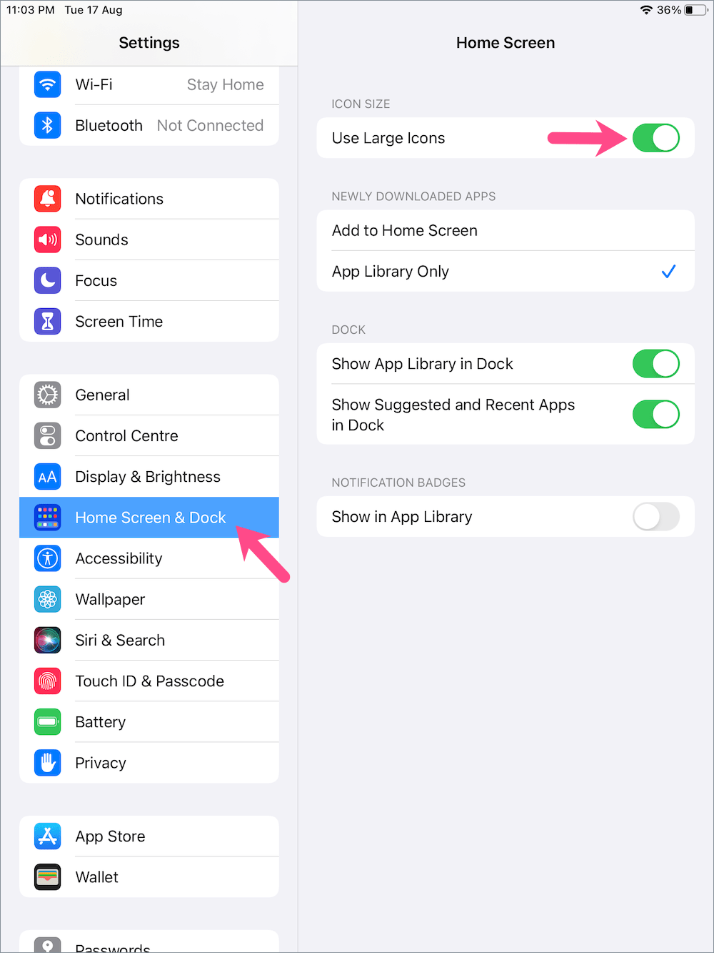 how to make app icons bigger on iPad running iPadOS 15