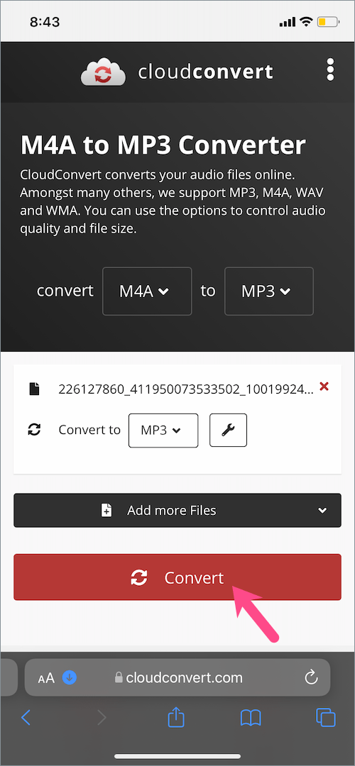 convert reel audio from m4a to mp3