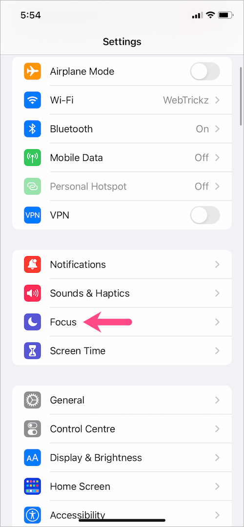 focus in iOS 15