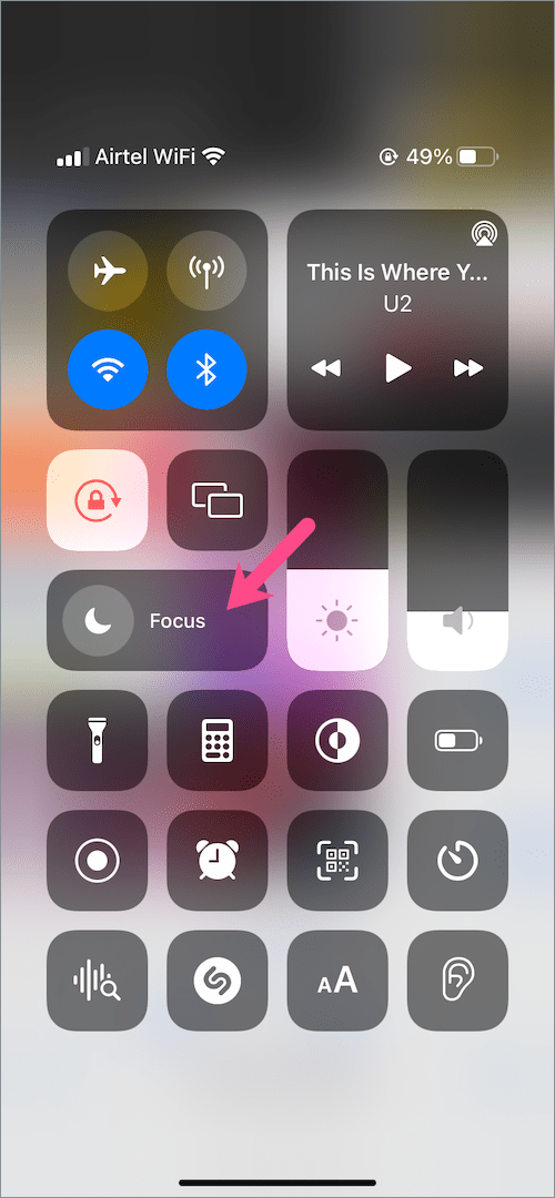 focus in Control Center on iOS 17