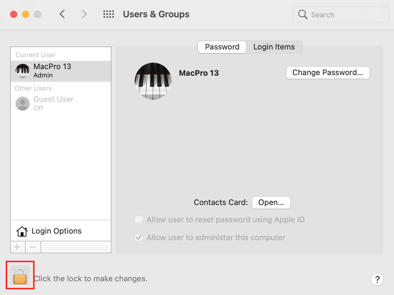 edit users and groups on a Mac